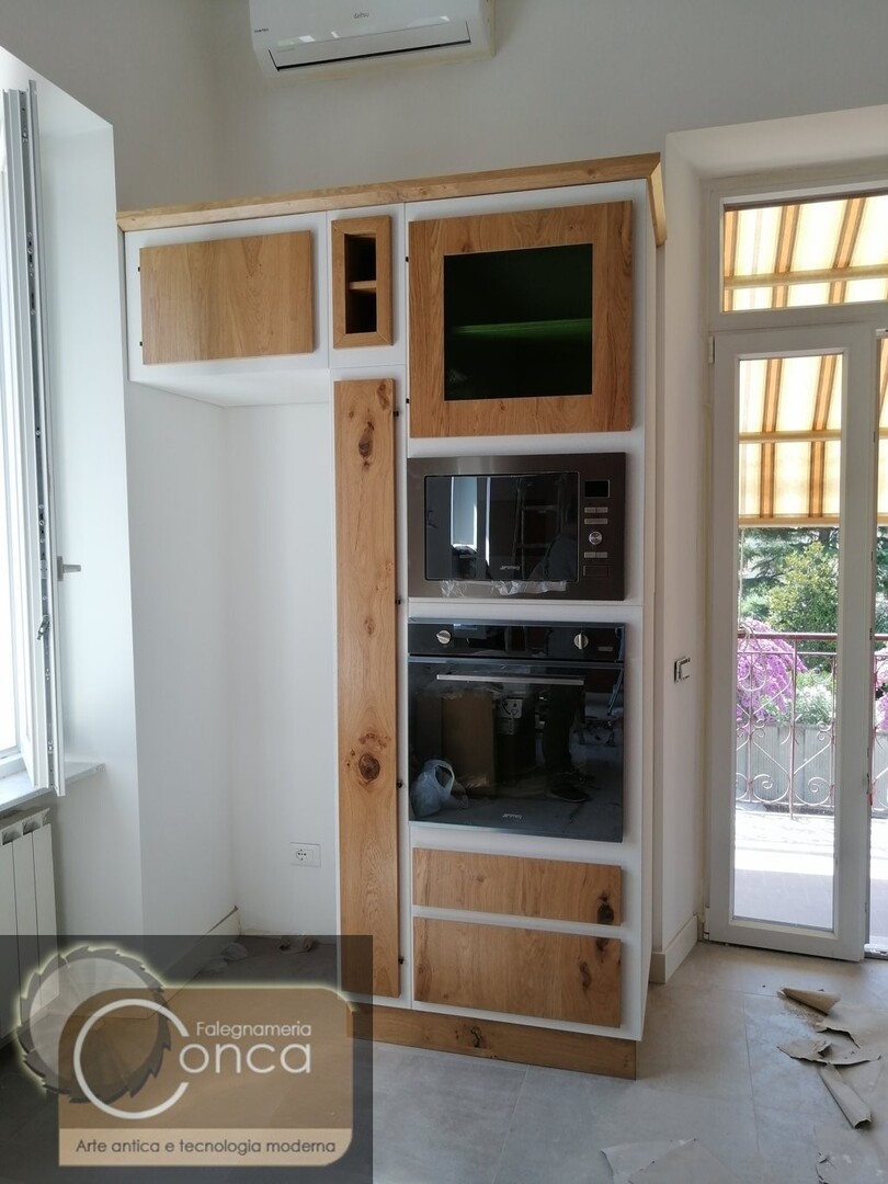 Cucina in Finta Muratura su Misura in Legno di Multistrato Marino