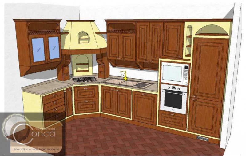 Disegni Tecnici in 3D Realizzati al Computer di Cucine in Finta Muratura Disegni Tecnici in 3D Realizzati al Computer di Cucine in Finta Muratura