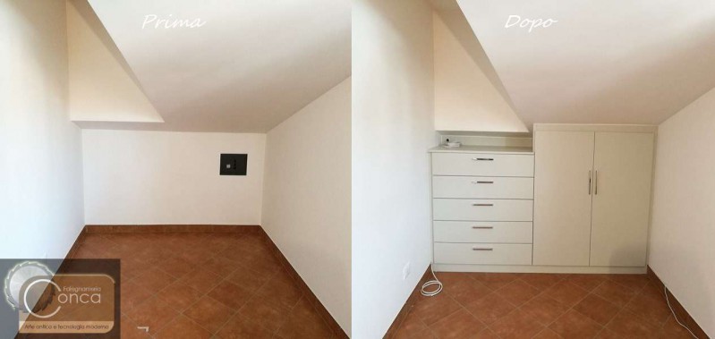 Ambiente Mansardato Prima e Dopo il Montaggio del Nostro Armadio in Legno Laccato Ambiente Mansardato Prima e Dopo il Montaggio del Nostro Armadio in Legno Laccato
