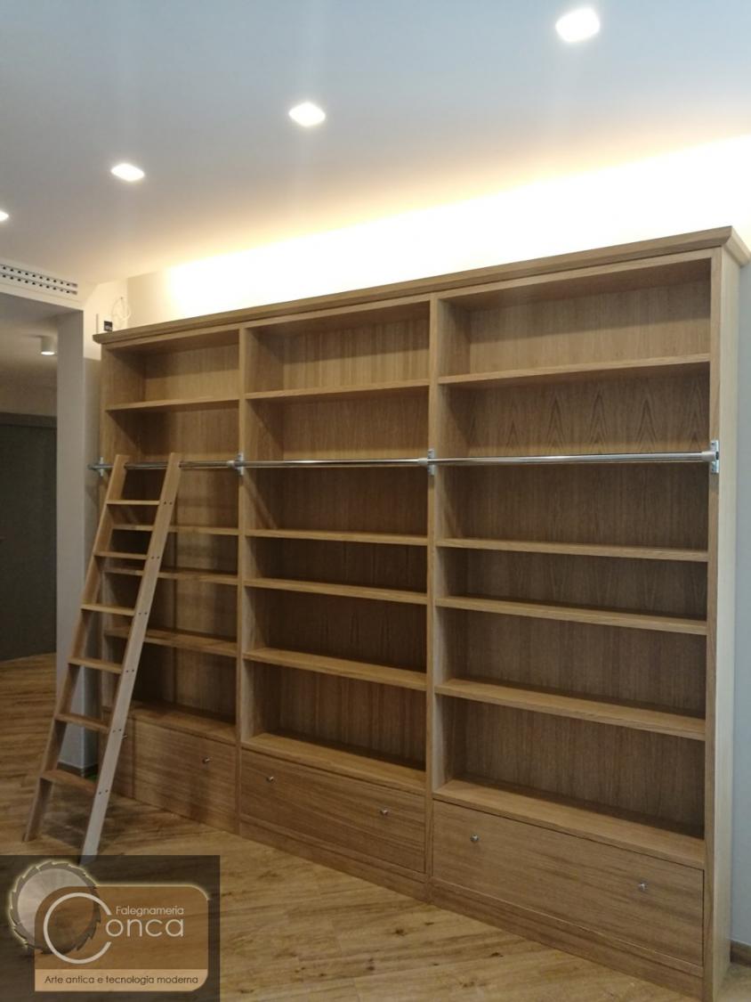 Libreria su Misura per Soggiorno in Legno Listellare di Rovere Naturale