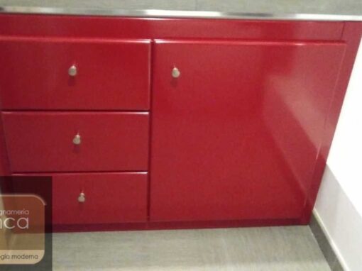 Mobile da Bagno Laccato Rosso Lucido