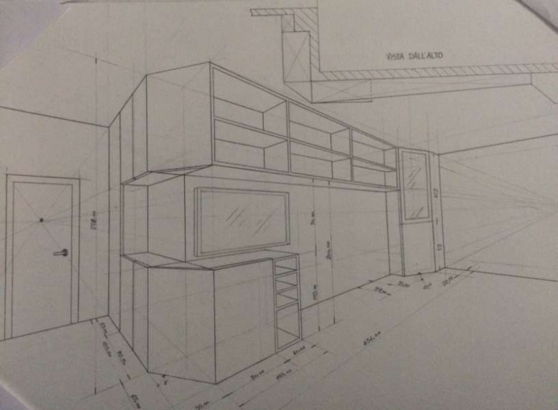 Disegno Tecnico in 3d Parete Attrezzata su Misura
